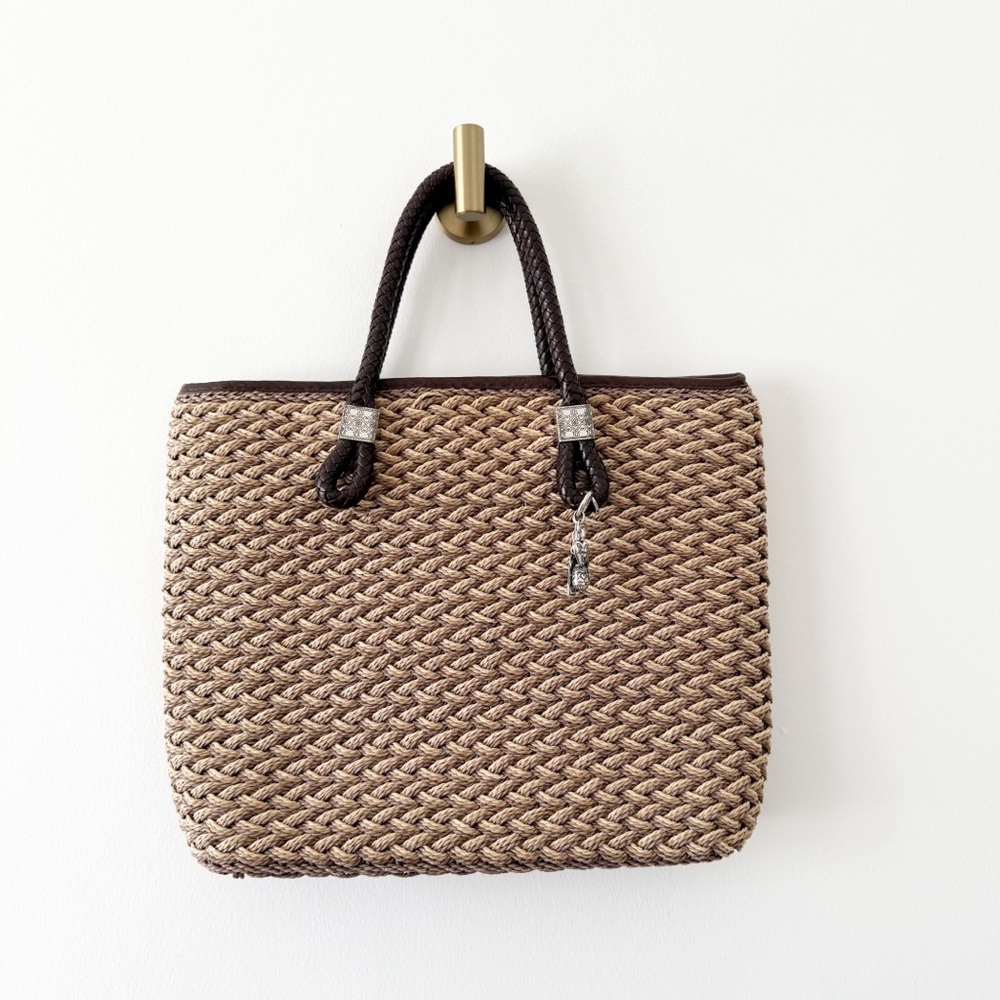 Brighton Rita Woven TriColor Jute Straw Tote Bag Purse Silver Charms - Picture 9 of 9